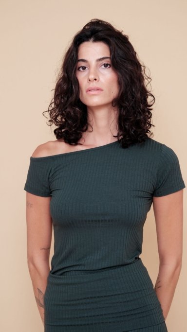 BLUSA ASSIMÉTRICA VERDE FLORESTA