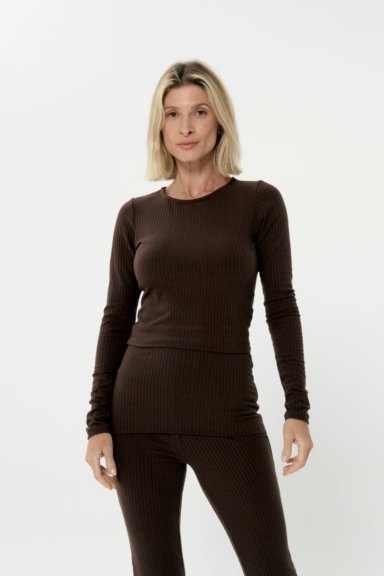 BLUSA MANGA LONGA MARROM