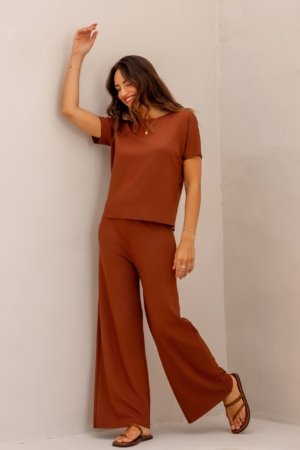 CALÇA MALHA ELEGANCE MARROM TERRA