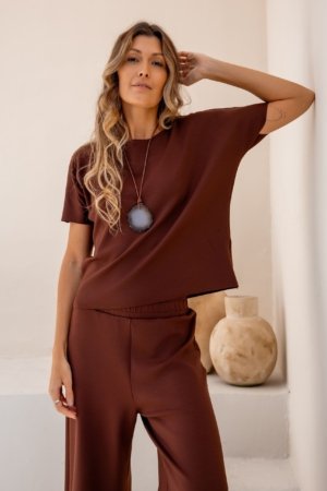 BLUSA MALHA ELEGANCE MARROM
