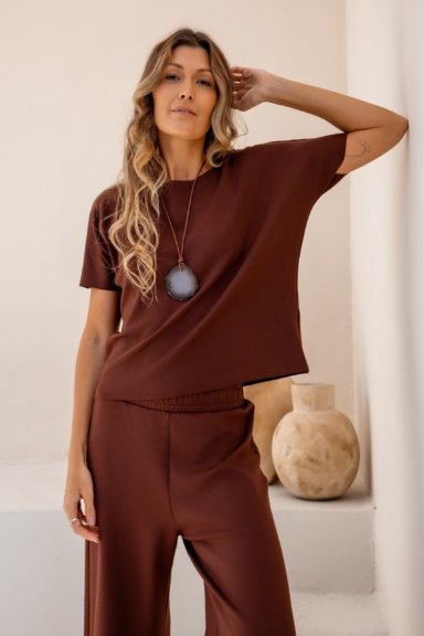 BLUSA MALHA ELEGANCE MARROM