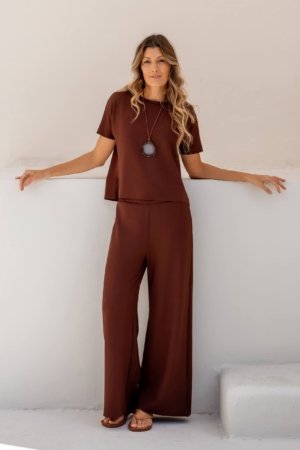CALÇA MALHA ELEGANCE MARROM